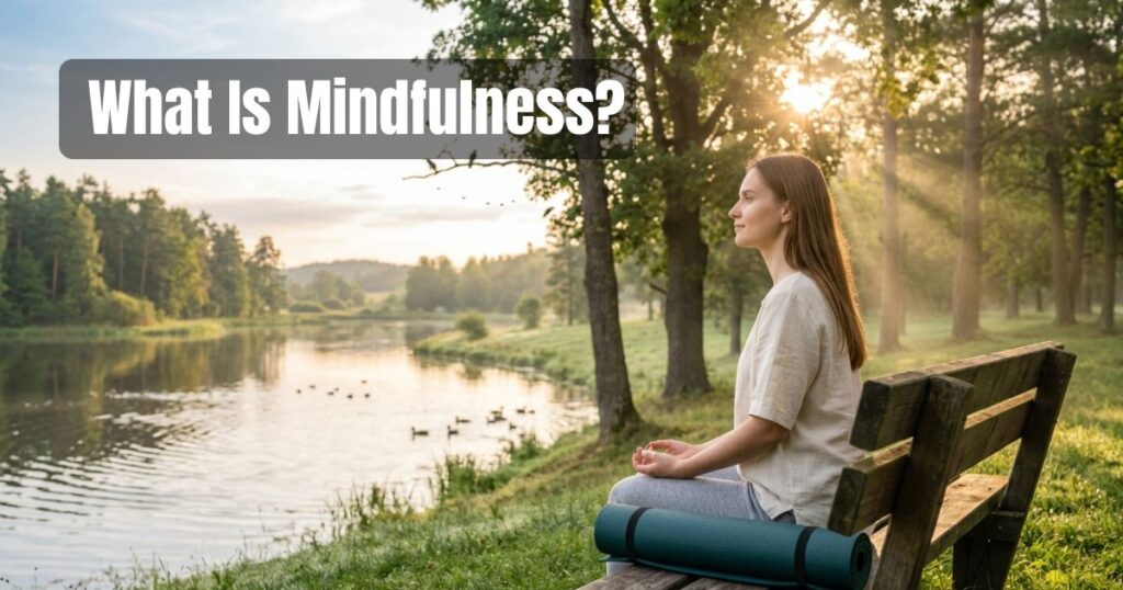 Person practicing mindfulness by observing nature.