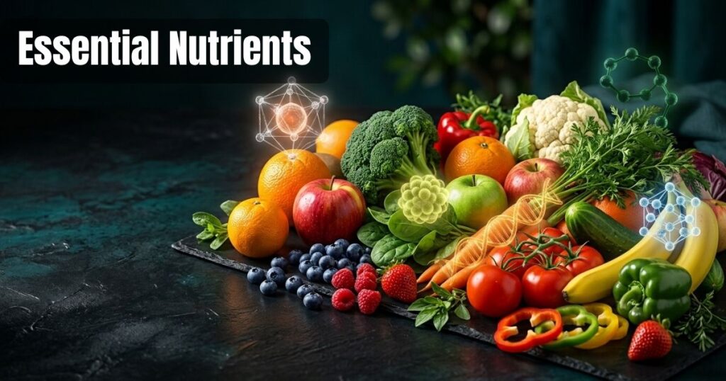 Fruits and vegetables providing essential vitamins and minerals.