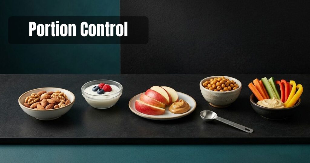 Portion-controlled servings of healthy snacks for weight management