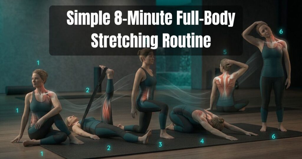 Eight-minute full-body stretching routine for flexibility