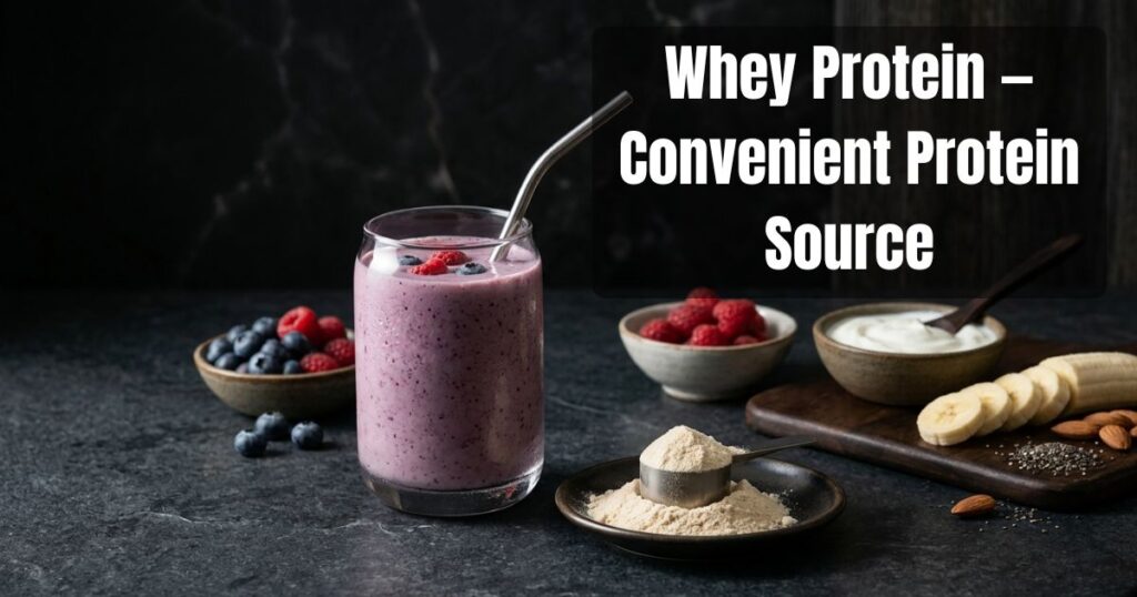 Whey protein smoothie with berries and banana